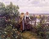 Maria and Madeleine on the Terrace by Daniel Ridgway Knight